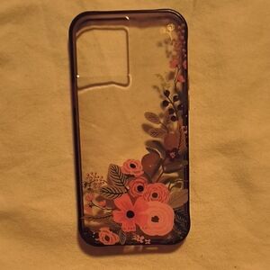 Floral Clear Phone Case - Pink and Black